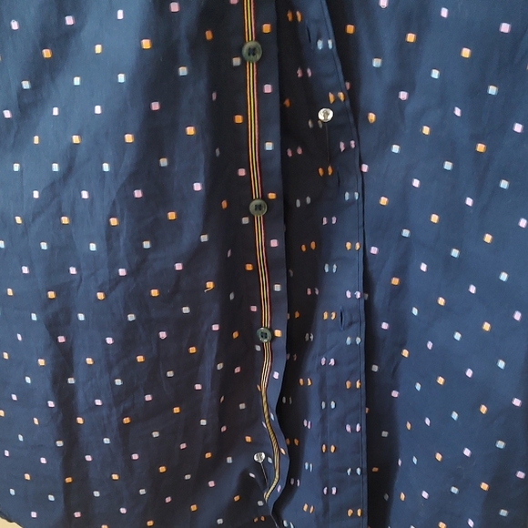 Bugatchi Navy Blue Long Sleeve Cuffed Cotton Shirt Small Colored Squares 3XL - Picture 7 of 9